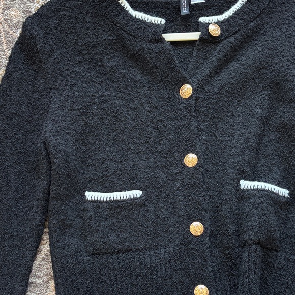 Divided Black Cardigan with Gold Buttons - Picture 8 of 8